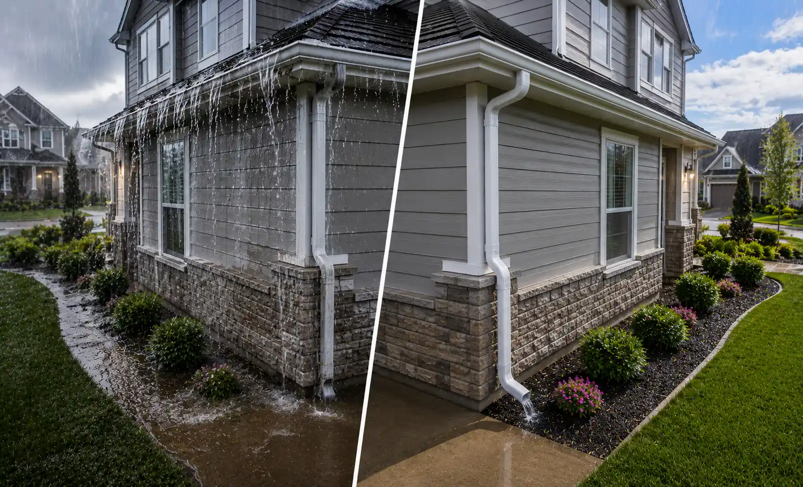 Sagging Bracket Re-Secured — Roseville, CA Sagging gutter bracket re-secured during gutter cleaning service in Roseville, CA
