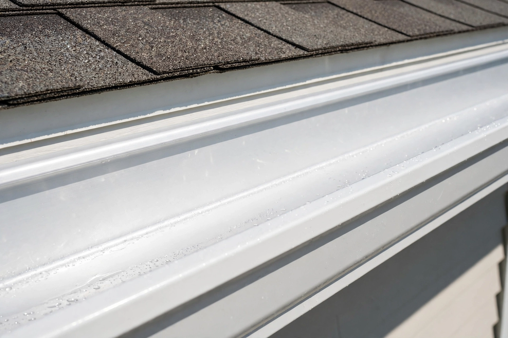 Clean, empty gutter channel after a professional cleaning