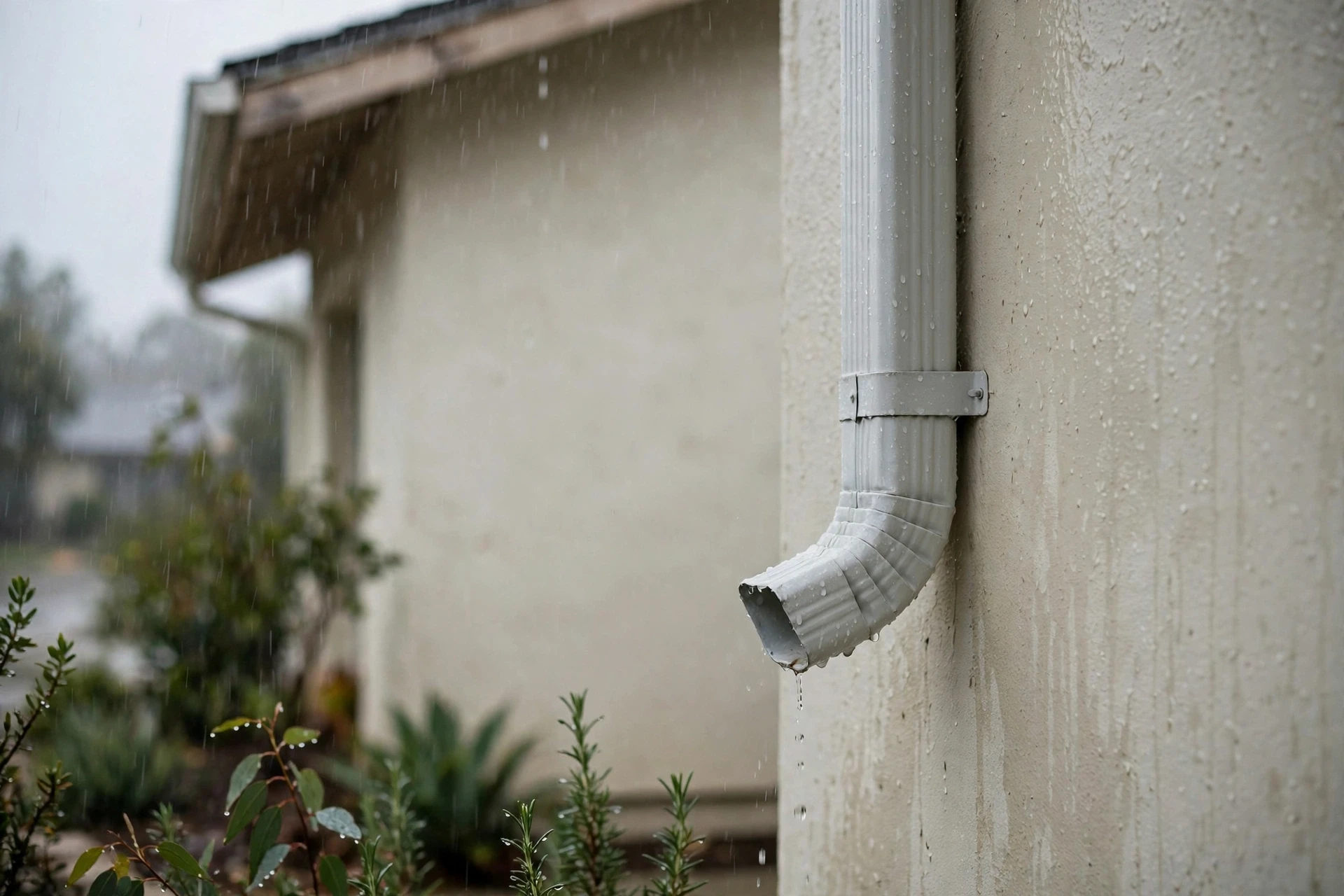 Downspout with no water flow during rainfall